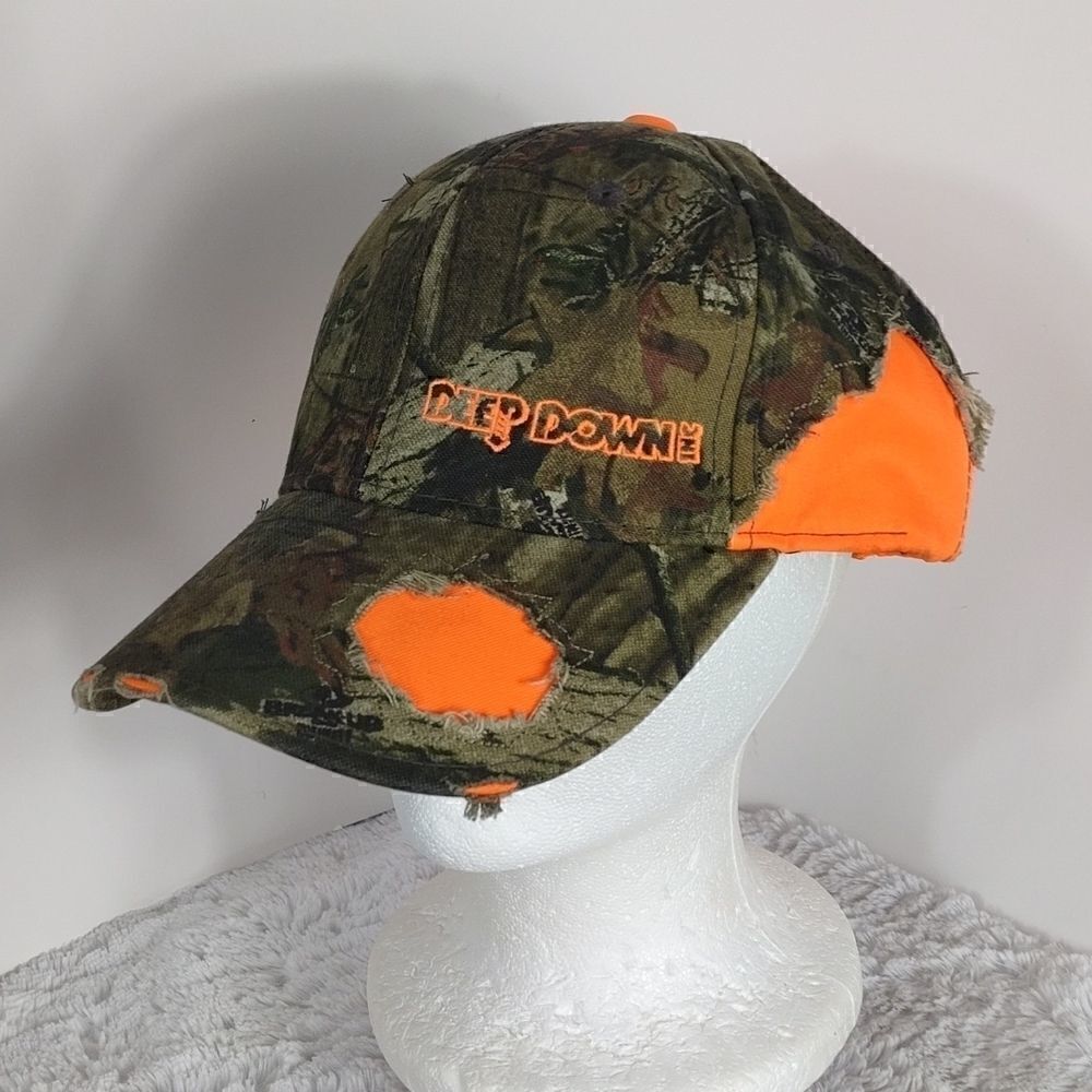 Deep Down Mossy Oak & Hunter Orange Distressed Cap